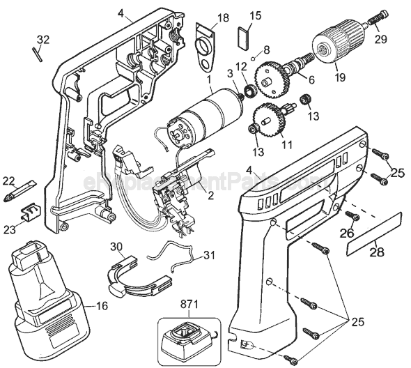 Page A Diagram and Parts List for 9052KC Type 2 Black and Decker Cordless Drill